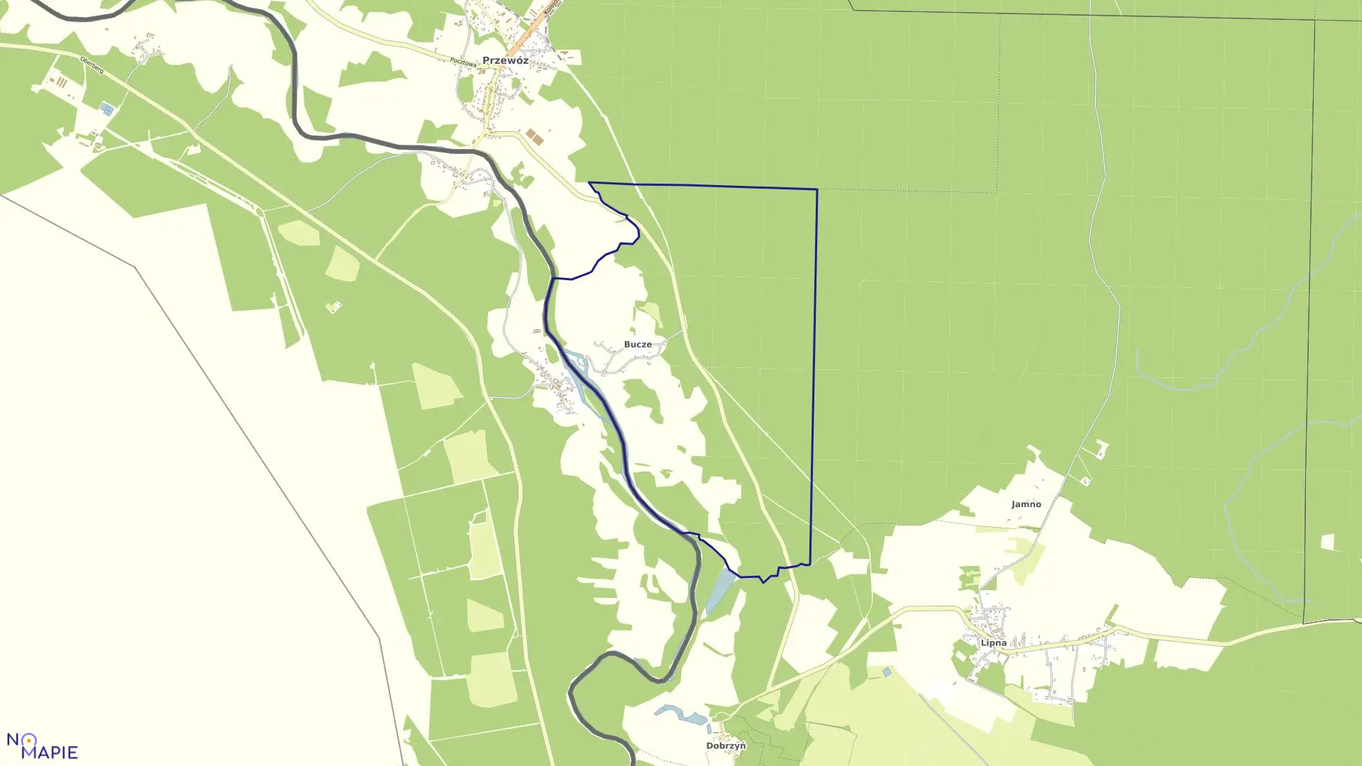 Mapa obrębu Bucze w gminie Przewóz