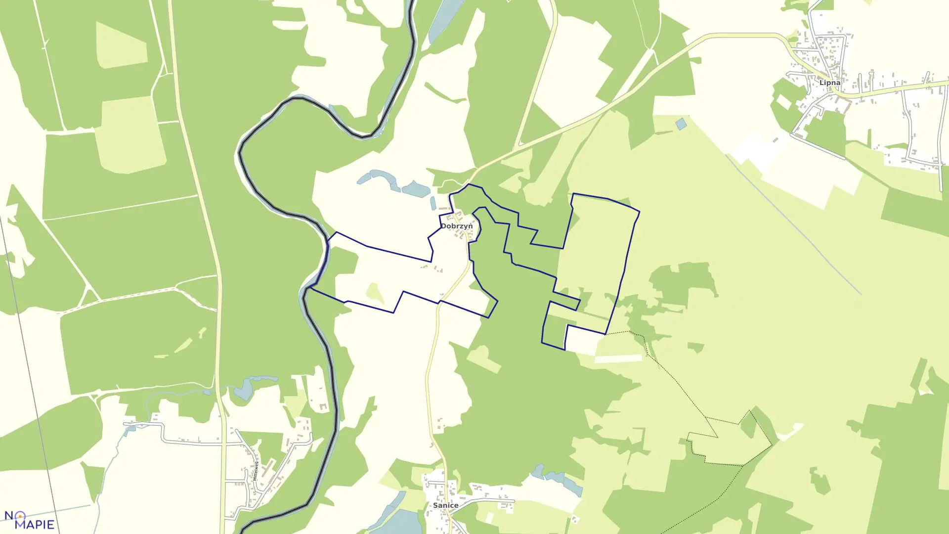 Mapa obrębu Dobrzyń w gminie Przewóz