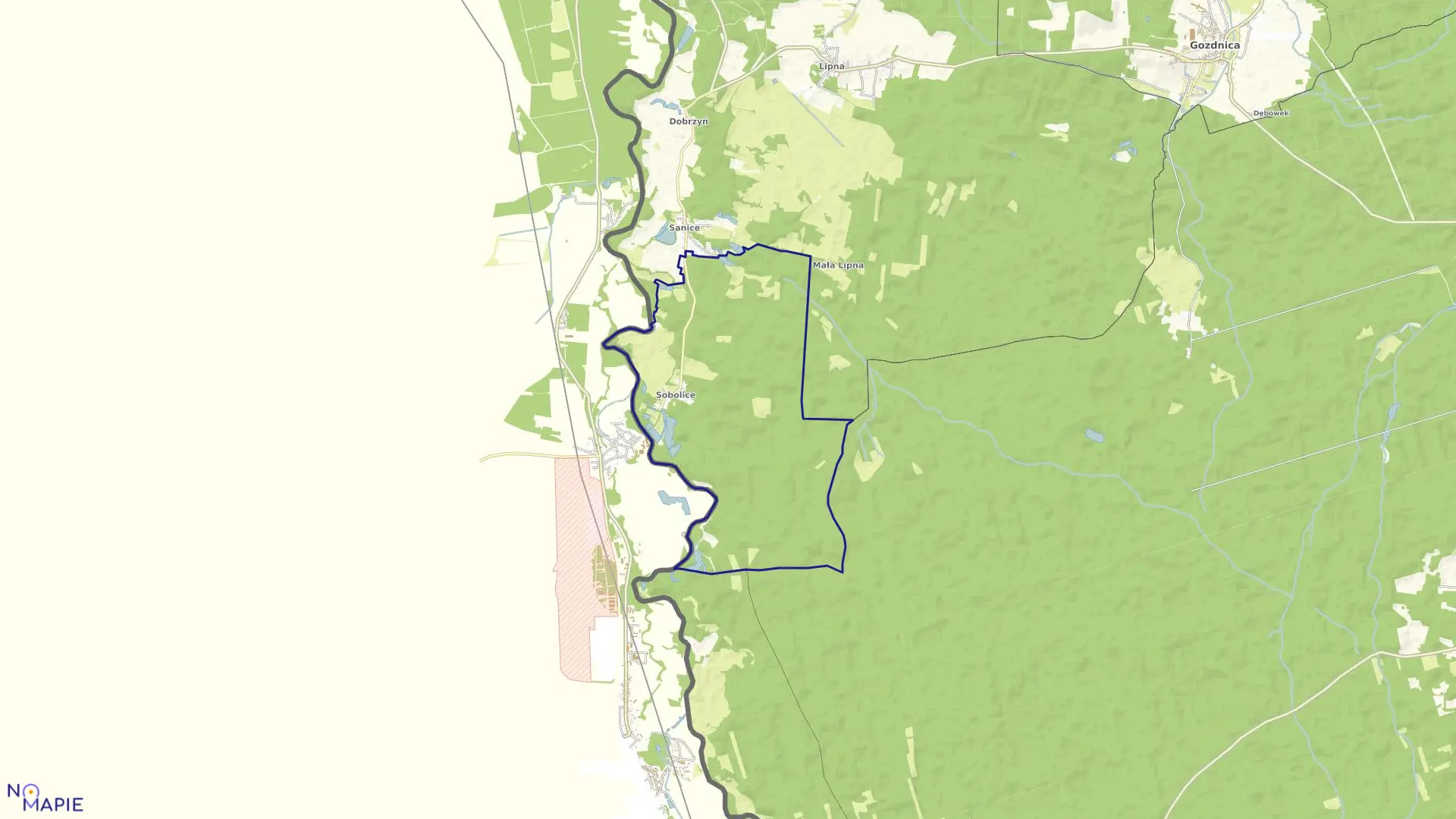 Mapa obrębu Sobolice w gminie Przewóz